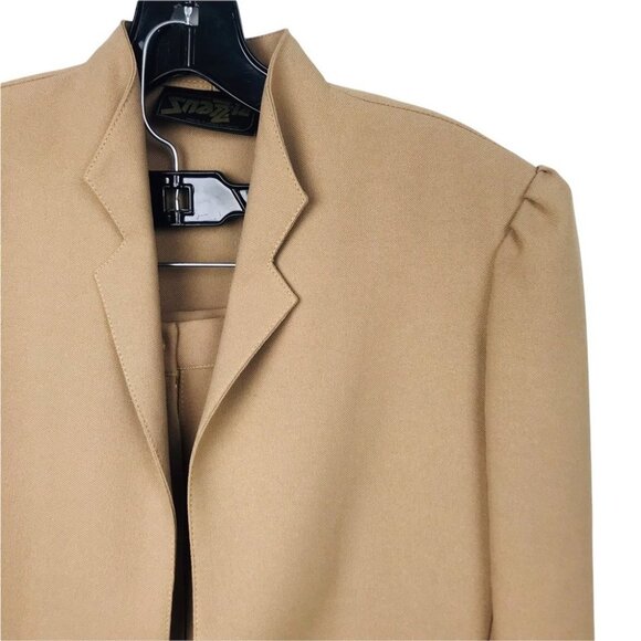 Znazzie Classic Open Front Tan Blazer and Matching Open Back Skirt  women Size M - Picture 12 of 16